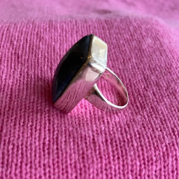 KC Sterling Silver and Natural Blue Coral Ring